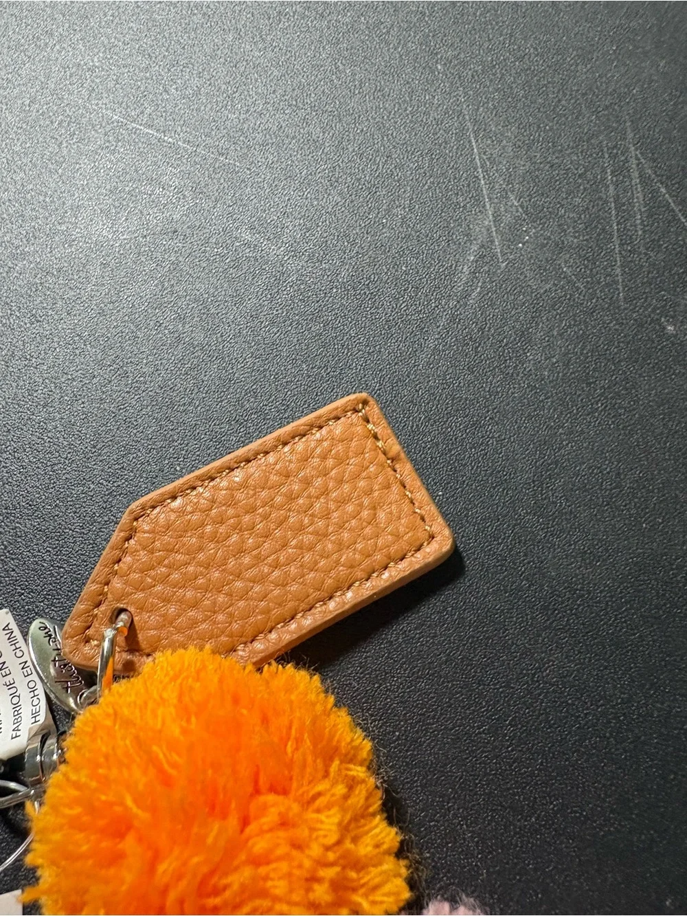 thirty-one Pom Pom Keychain in Bright Pink, Peach & Orange